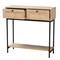 Baxton Studio Sherwin Mid-Century Modern Light Brown  and Black 2-Drawer Console Table with Woven Rattan Accent 233-13221-ZORO - alternate 5